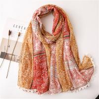 Voile Fabric Easy Matching & Tassels Women Scarf sun protection & thermal printed PC