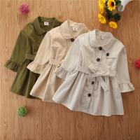 Cotton Children Coat mid-long style & with belt Solid PC