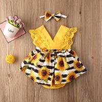 Cotton Triangle Climbing Clothe Baby Jumpsuit & loose & breathable floral yellow PC