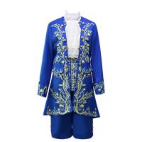 Polyester & Cotton Cartoon Characters Costume Necktie & vest & Pants & top & coat embroidered Others blue Set
