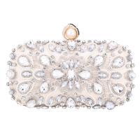 Satin & Satin Clutch Bag with chain & with rhinestone Solid PC