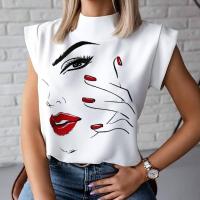 Polyester Frauen Kurzarm T-Shirts, unterschiedliches Muster zur Auswahl, mehr Farben zur Auswahl,  Stück