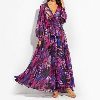 Spandex & Polyester Einteiliges Kleid, Gedruckt, Blattmuster, mehr Farben zur Auswahl,  Stück