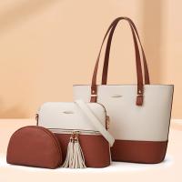 PU Leather Handbag Bag Suit contrast color & large capacity & three piece Sold By PC