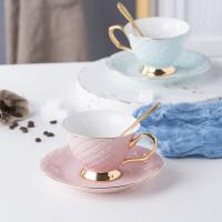 Ceramics Creative & thermostability & for couple Tea Set three piece cups & Spoon fish scale pattern PC