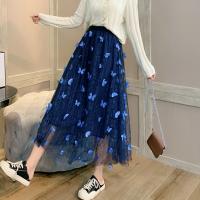Polyester High Waist Skirt slimming & loose & breathable patchwork bowknot pattern : PC
