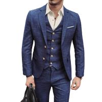 Spandex Slim & Plus Size Men Suit & three piece Polyester vest & Pants & coat patchwork plaid Set