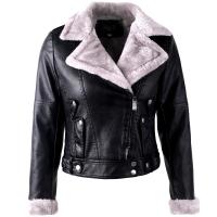 PU Leather Motorcycle Jackets & loose & thermal Solid black PC