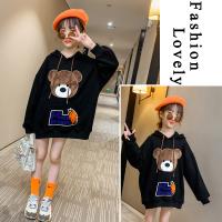 Cotton Girl Coat & loose & thermal embroider Cartoon black PC