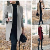 Polyester Women Coat mid-long style & loose & thermal printed Solid PC