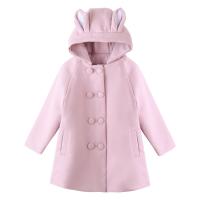 Woollen Cloth With Siamese Cap Girl Overcoat mid-long style Polyester plain dyed Solid PC