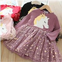 Cotton Princess Girl One-piece Dress & breathable patchwork star pattern PC