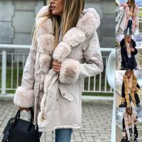 Rabbit Fur Waist-controlled & Plus Size Women Coat thicken & with belt & thermal Solid PC