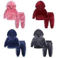 Polyester Children Clothes Set  Sweatshirt & Pants Solid Set