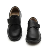 PU Leather velcro Children Leather Shoes Solid black Pair