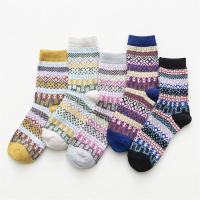 Wool & Polyester Short Tube Socks thermal jacquard geometric mixed colors : Lot