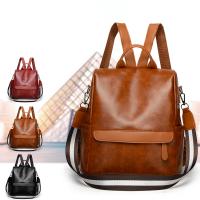 PU Leather Backpack anti-theft & soft surface Polyester Solid PC
