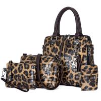 PU Leather Multifunction Bag Suit four piece Polyester leopard Set