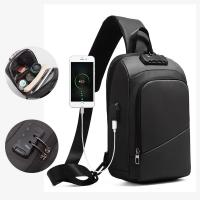 Waterproof Cloth with hole for headphone Sling Bag with password lock & anti-theft & waterproof Solid black PC