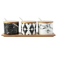 Keramik Würzbox Set,  Holz, gemischtes Muster, gemischte Farben,  Festgelegt
