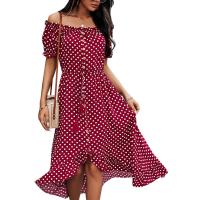 Viscose One-piece Dress large hem design & breathable dot PC
