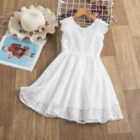 Polyester Girl One-piece Dress Solid white PC