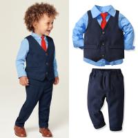 Cotton Boy Clothing Set & four piece & breathable tie & Pants & top & coat Set