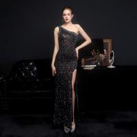 Polyester Slim Long Evening Dress & breathable Sequin Solid PC