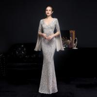 Polyester Slim Long Evening Dress & breathable Sequin Solid PC