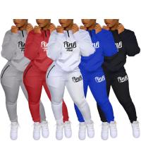 Polyester Women Sportswear Set & two piece Pants & top letter Sold By PC