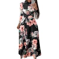 Polyester long style & Plus Size One-piece Dress printed floral PC