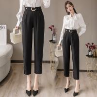 Acrylic Nine Point Pants Women Casual Pants & harem pants & breathable Solid black PC