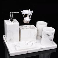 Resin Creative Washing Set corrosion proof & durable & break proof & hardwearing tray & Soap Case & Tooth Mug & Toothbrush Holder Marbling white Set