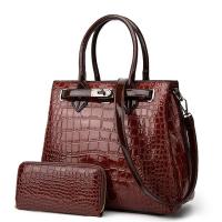 PU Leather Bag Suit soft surface & three piece & two piece & studded Polyester Cotton crocodile grain Set