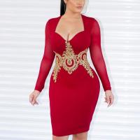 Polyester Sexy Package Hip Dresses & breathable & skinny style PC