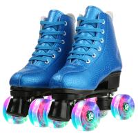 Rubber & PU Leather Roller Skates Solid blue Pair