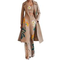 Healthy Fabric Women Casual Set & three piece Long Trousers & tank top & coat printed floral Set