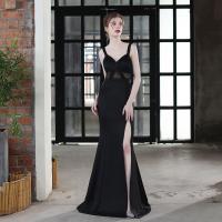 Polyester Slim & Mermaid Bridal Evening Dress side slit & breathable Polyester Solid PC