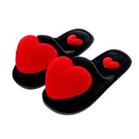 Suede Fluffy slippers & anti-skidding & thermal plain dyed heart pattern Pair