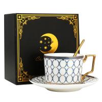 Ceramics Creative Coffee Cups Set dish & cups & Spoon blue Set
