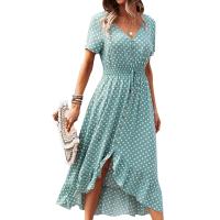 Polyester One-piece Dress irregular & breathable dot PC