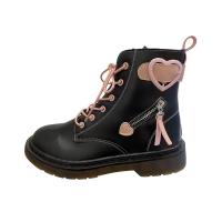 PU Leather front drawstring Women Martens Boots Beef Tendon Solid black :39 Pair