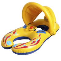 PVC Inflatable Horse Swimming Ring for baby printed mixed pattern yellow PC