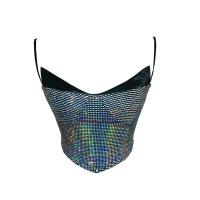 Polyester Crop Top Camisole patchwork silver PC