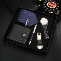 PU Leather Wallet Gift Set five piece Glass & Stainless Steel & Zinc Alloy Solid black Set