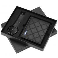 PU Leather Wallet Gift Set two piece Glass & Stainless Steel & Zinc Alloy Solid Set