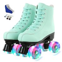 PU Leather for adult & Flash Roller Skates PVC plain dyed green Pair