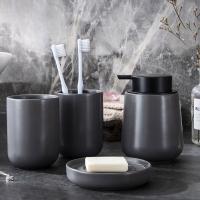Ceramics Washing Set durable & four piece & anti-skidding Solid gray Set