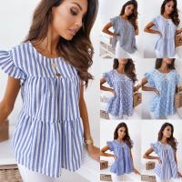 Polyester scallop & Plus Size Women Short Sleeve Shirt & loose PC