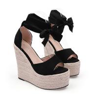 Microfiber PU Synthetic Leather & Suede slipsole & Platform High Heels Fish Head Sandals Rubber Solid Pair